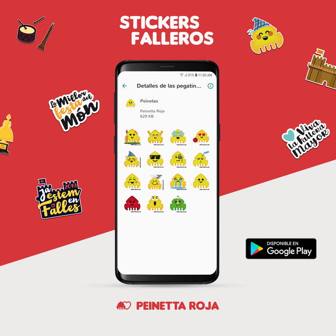 Os presentamos la app fallera de Stickers para Whatsapp de Peinetta Roja