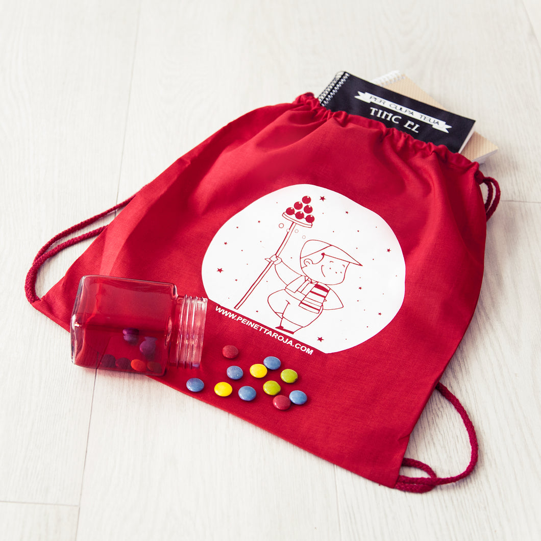 Mochila con dibujo fallero para paseo y merienda.