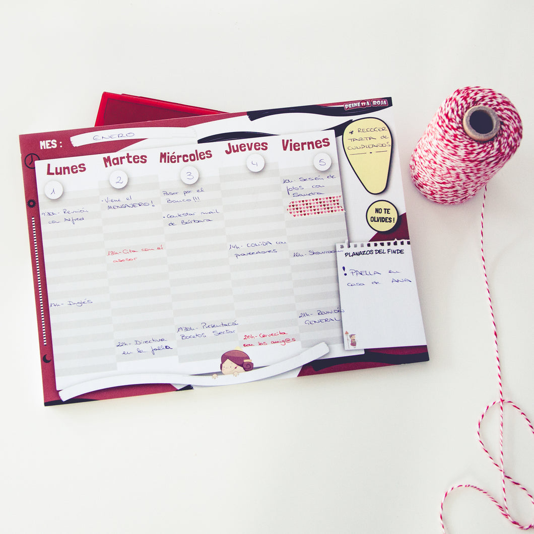 Organizador y planificador semanal para falleros y falleras.